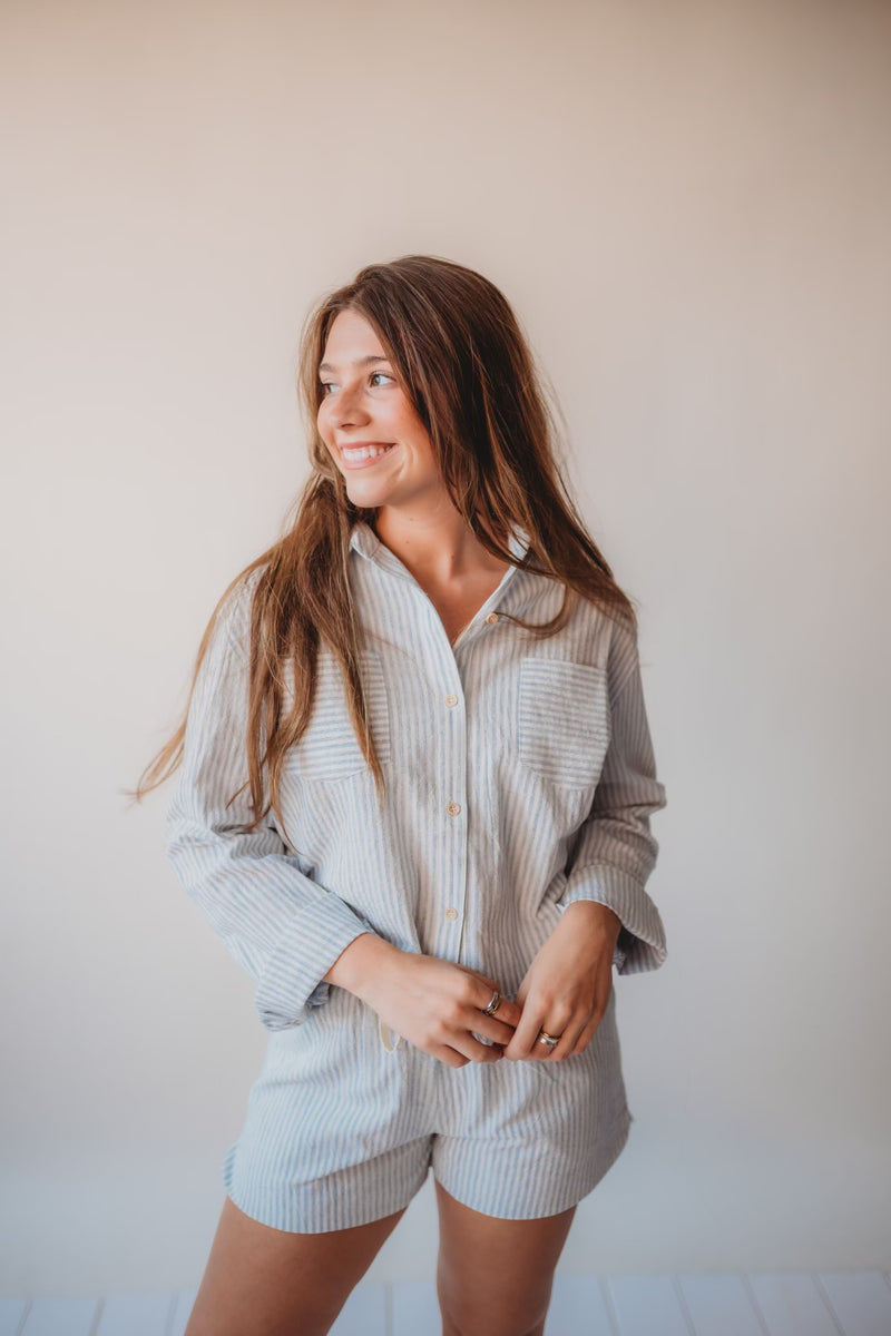 Cropped Linen Striped Shirt – Poppie's Boutique