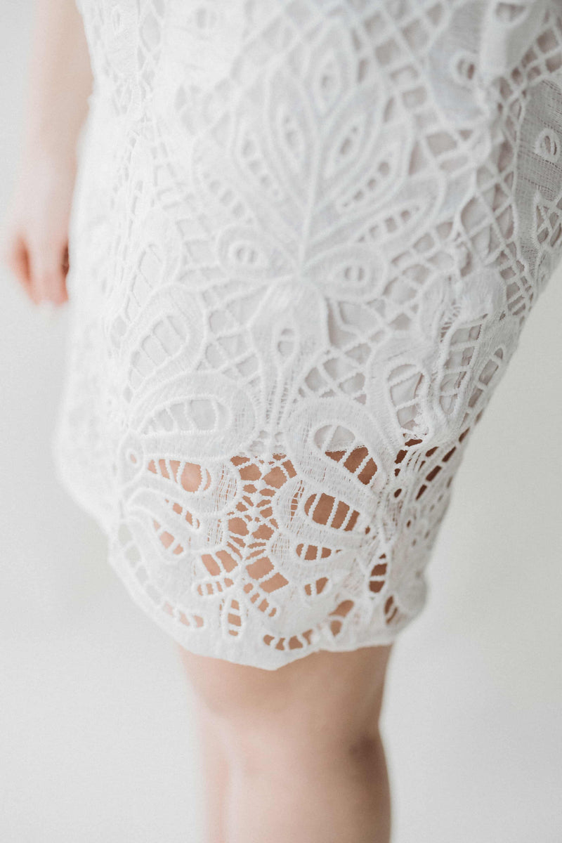Olivia Classic Lace Dress-  White