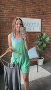 Racerback Washed Cozy Romper- Green