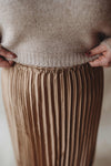 Copper Satin Pleated Midi Skirt