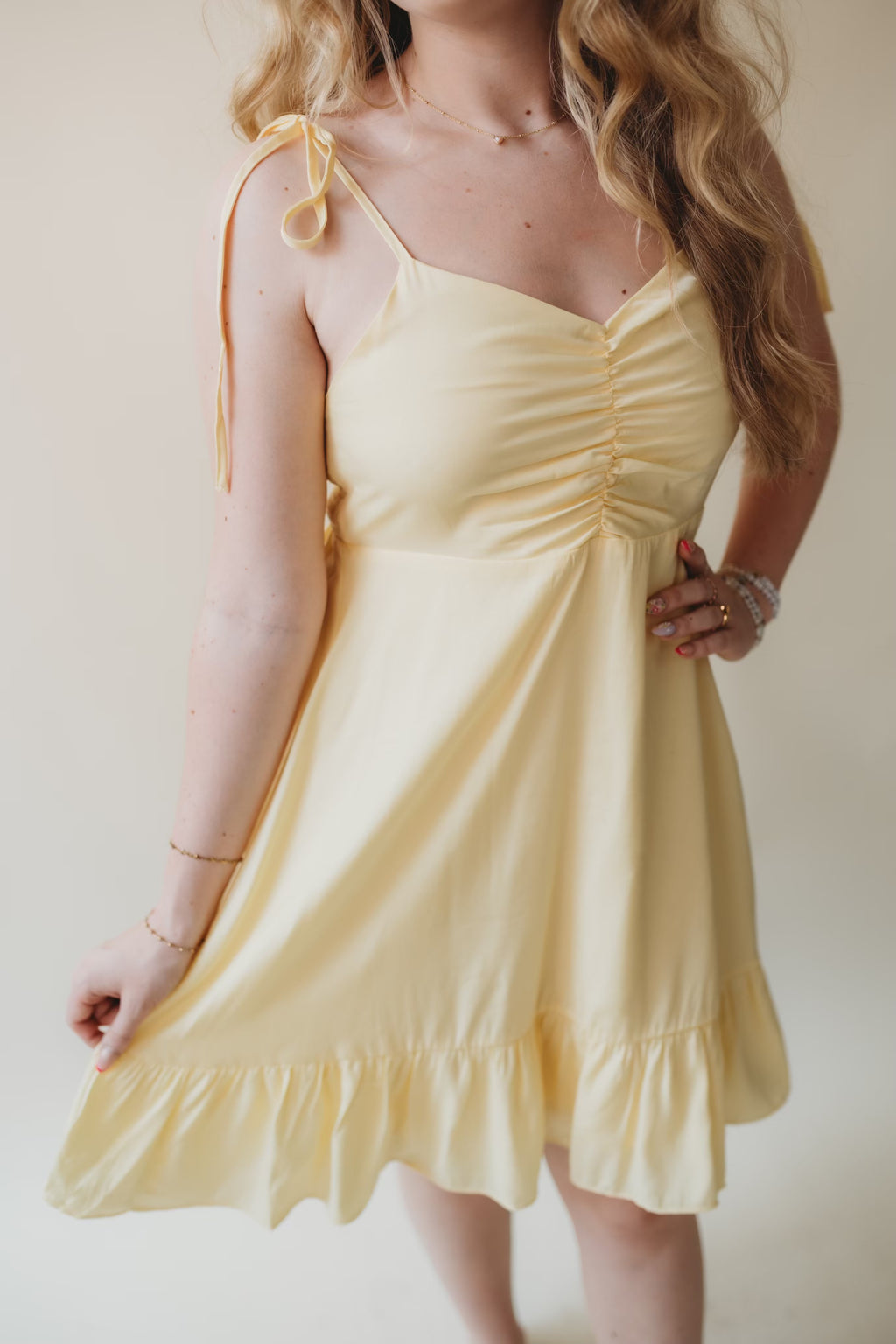 Butter Ruched Mini Dress