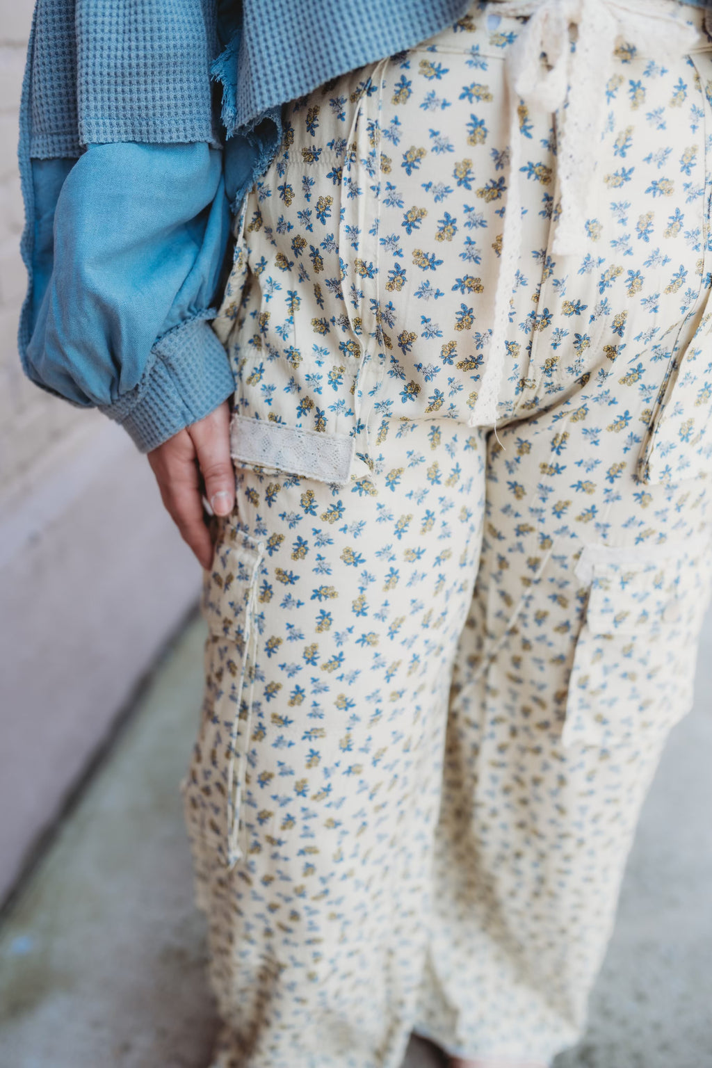 Floral Cargo Wide Leg Pants