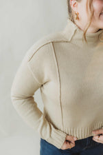 Halee High Neck Sweater Top - Taupe