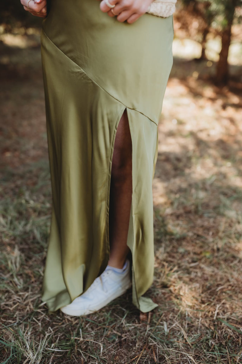 Cyndie Satin Asymmetrical Skirt