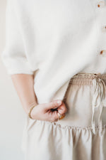 Brushed Button Sweater - Off White