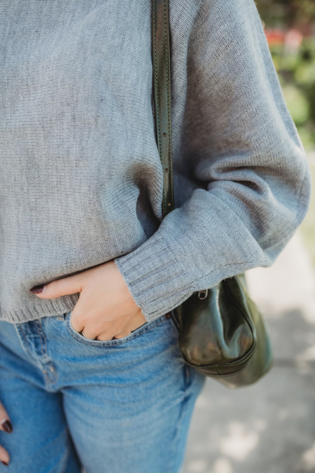 Dolman Sleeve Sweater -Grey