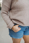Asymmetric Hem Drop Shoulder Sweater - Mocha