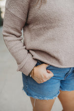 Asymmetric Hem Drop Shoulder Sweater - Mocha
