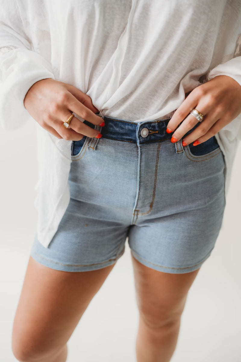 Judy Blue Color Block Denim Shorts