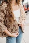 Chenille Contrast Cardigan- Mocha