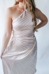 Champagne Blair Pleated One Shoulder Dress