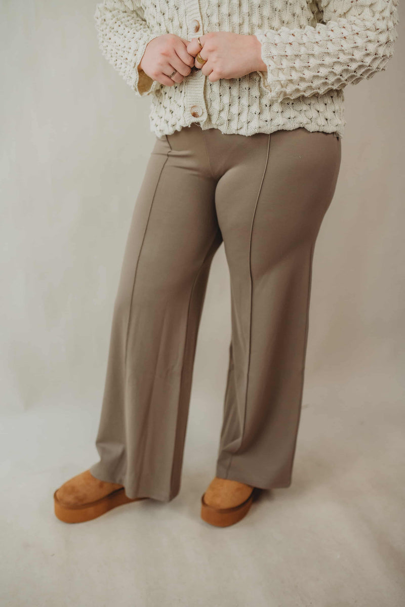 Anna Wide Leg Trousers- Taupe