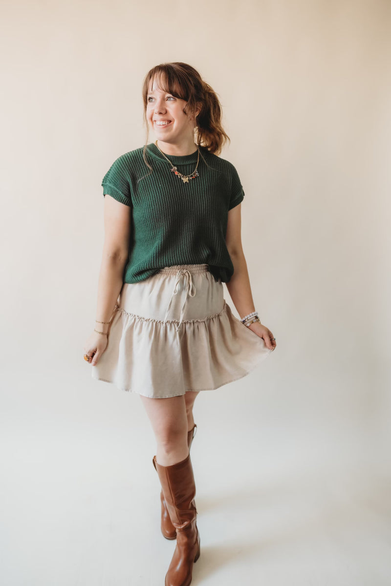 Oversized Crew Neck Sweater- Green