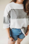 Color Block Short Sleeve Tee- Grey
