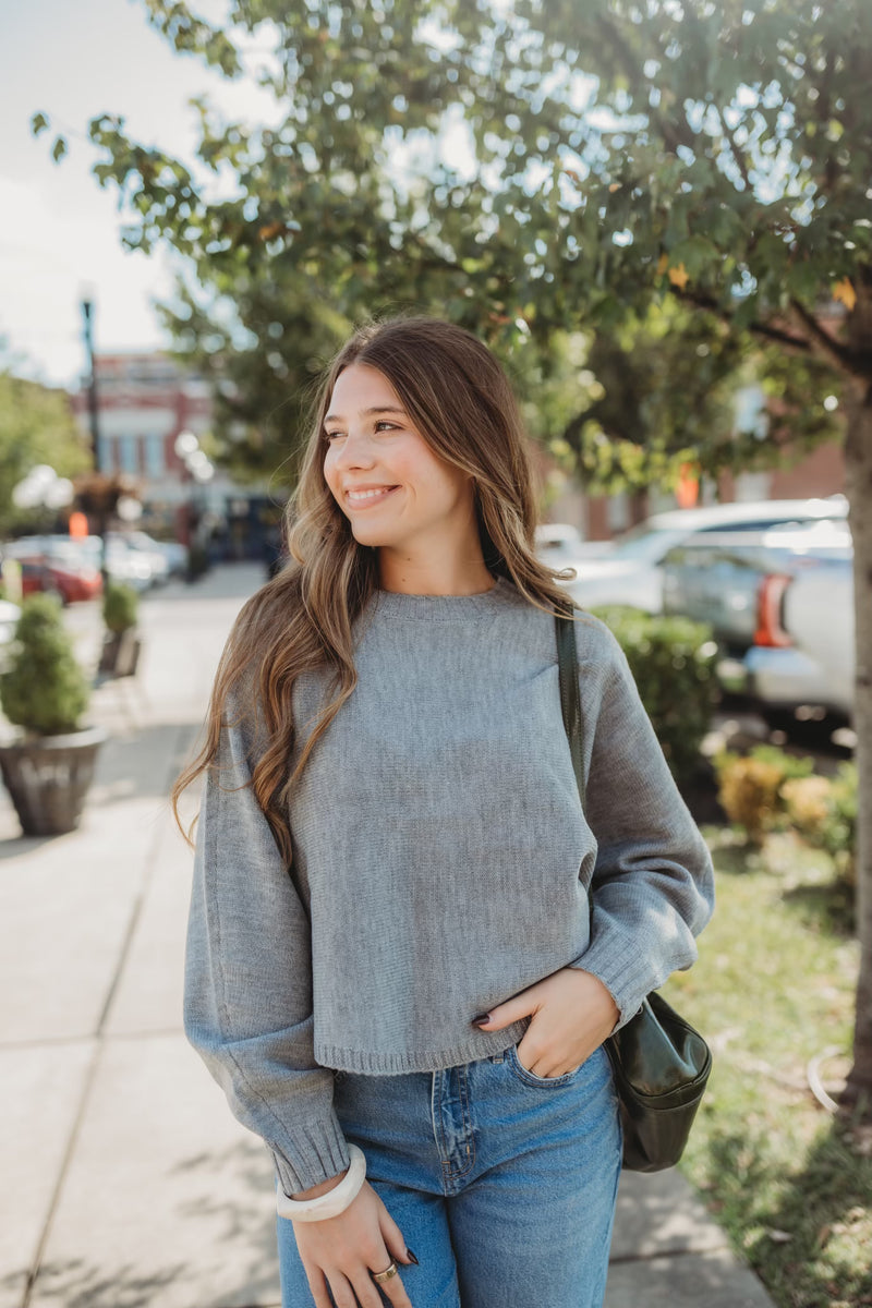 Dolman Sleeve Sweater -Grey
