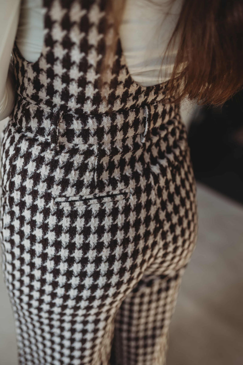 Dark Checkered Jumpsuit- Brown