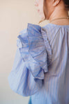 Stripe Ruffled Blouse- Blue