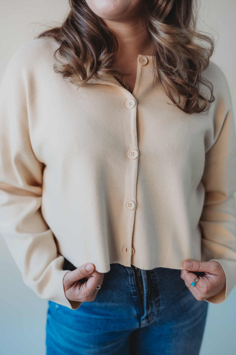 Detailed Sweater Cardigan - Butter