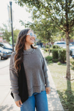 Washed Oversized Sweater- Brown