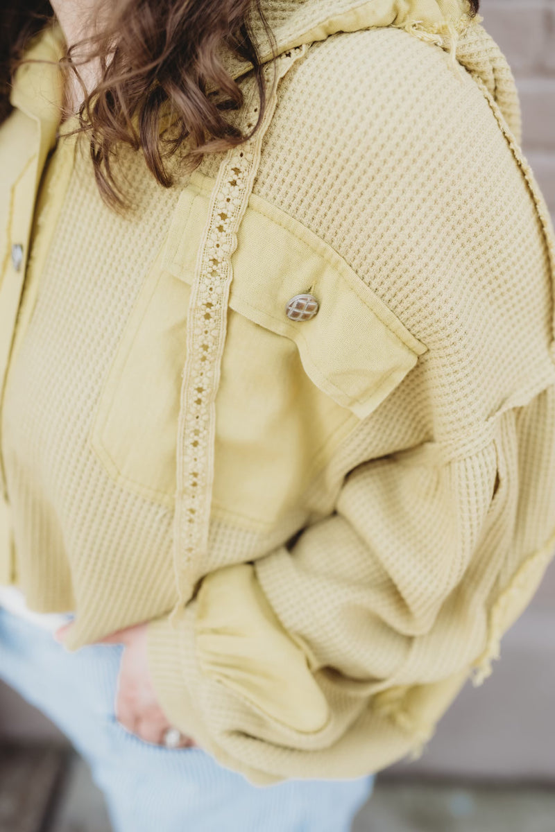 Raw Hem Hooded Jacket- Yellow