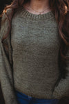 Colleen Exposed Drop Sweater- Olive