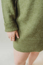 Cozy Up Fall Sweater Dress - Moss