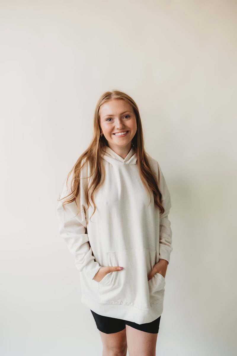 Oversized Scuba Hoodie- Beige