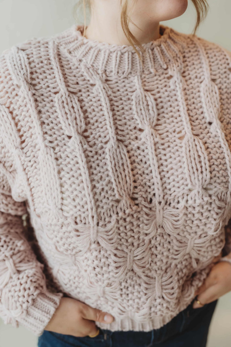 Just Chillin' Chunky Cable Knit Sweater-  Rose