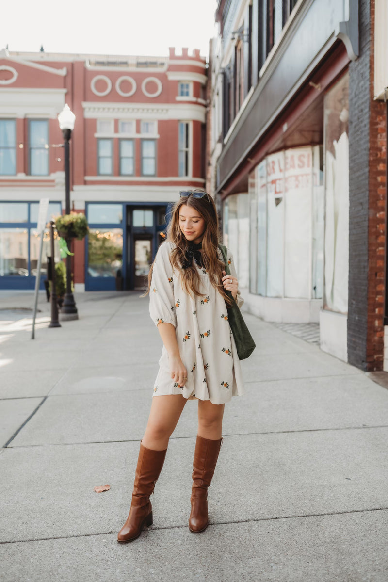 The Fall Embroidered Mini Dress