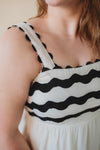 Wavy Sleeveless Midi Dress - Cream