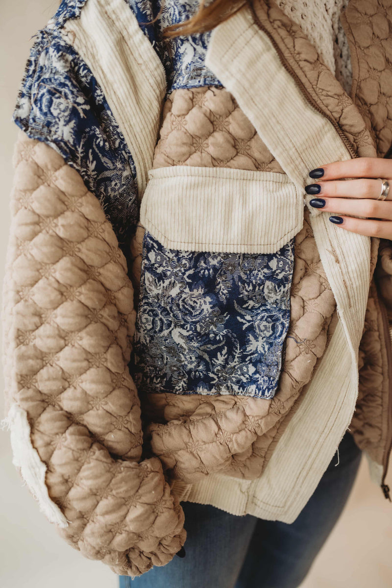 Contrast Floral Quilted Jacket