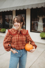 Georgia Ruffle Blouse- Rust