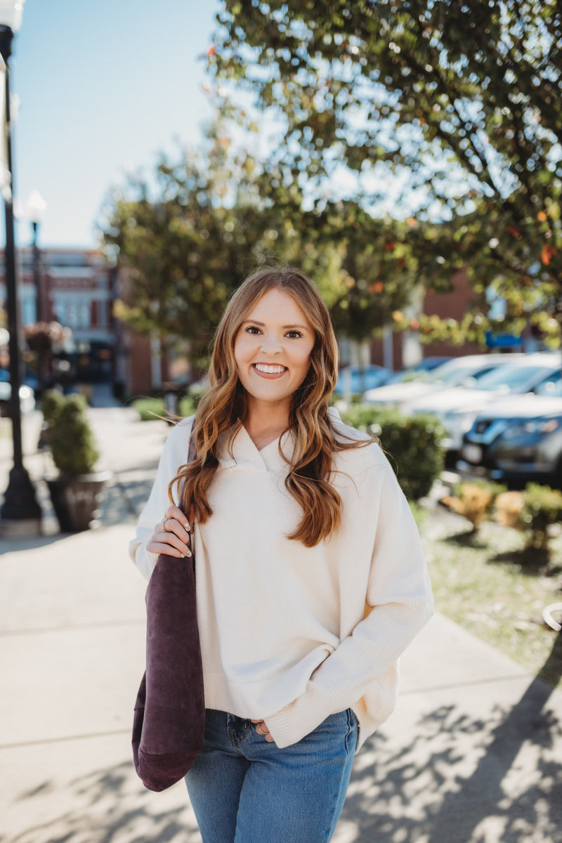 Wide Trim Sweater - Cream