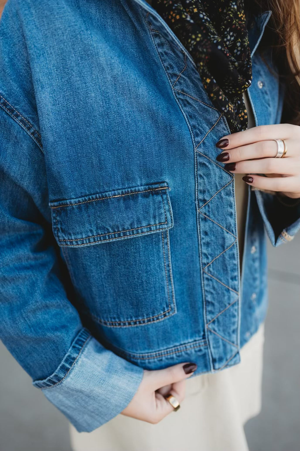 Rise Cargo Denim Jacket
