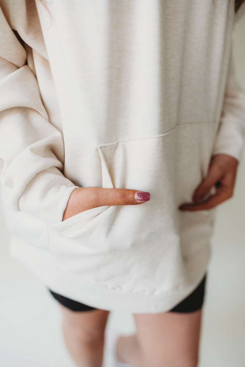Oversized Scuba Hoodie- Beige