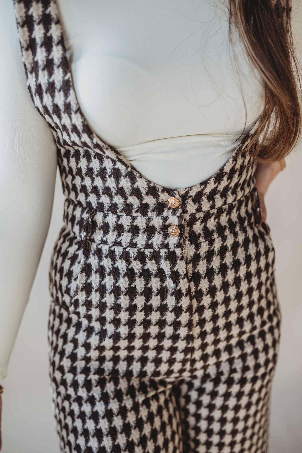 Dark Checkered Jumpsuit- Brown