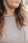 Asymmetric Hem Drop Shoulder Sweater - Mocha