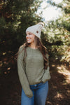 Colleen Exposed Drop Sweater- Olive