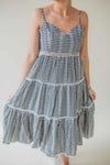 Gingham Detail Washed Dress - Black