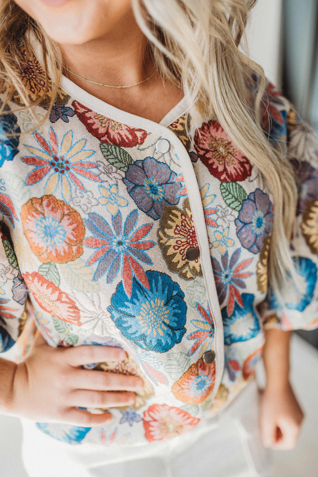 Multicolored Floral Cropped Jacket