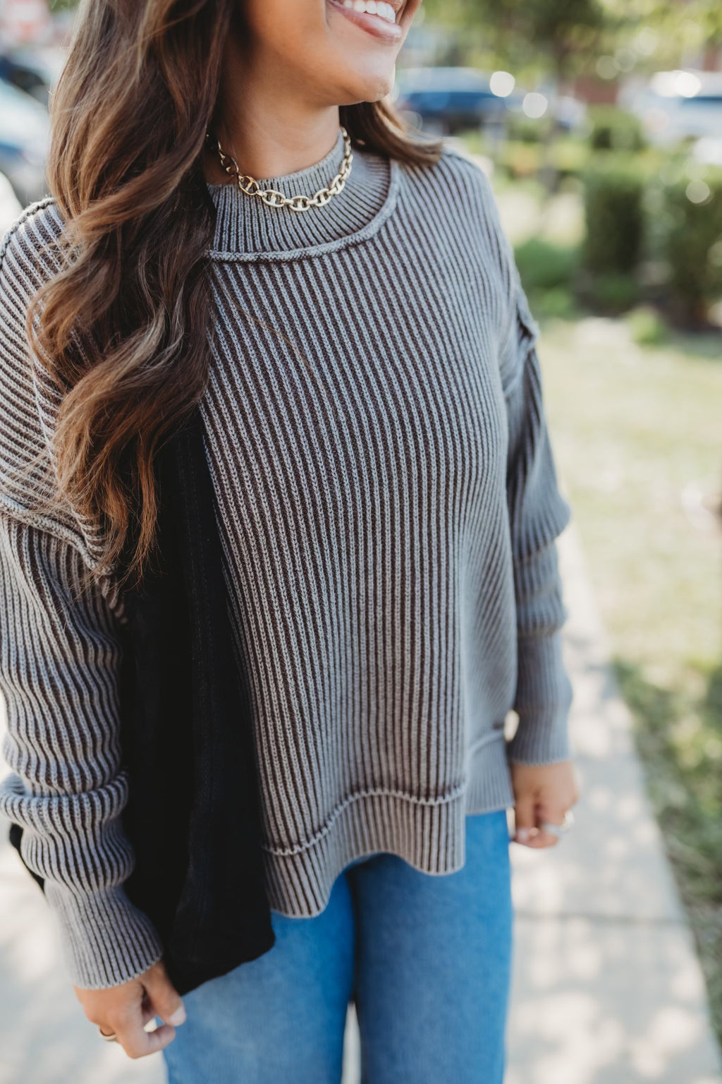 Washed Oversized Sweater- Brown