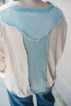 Color Block Long Sleeve Top- Cream