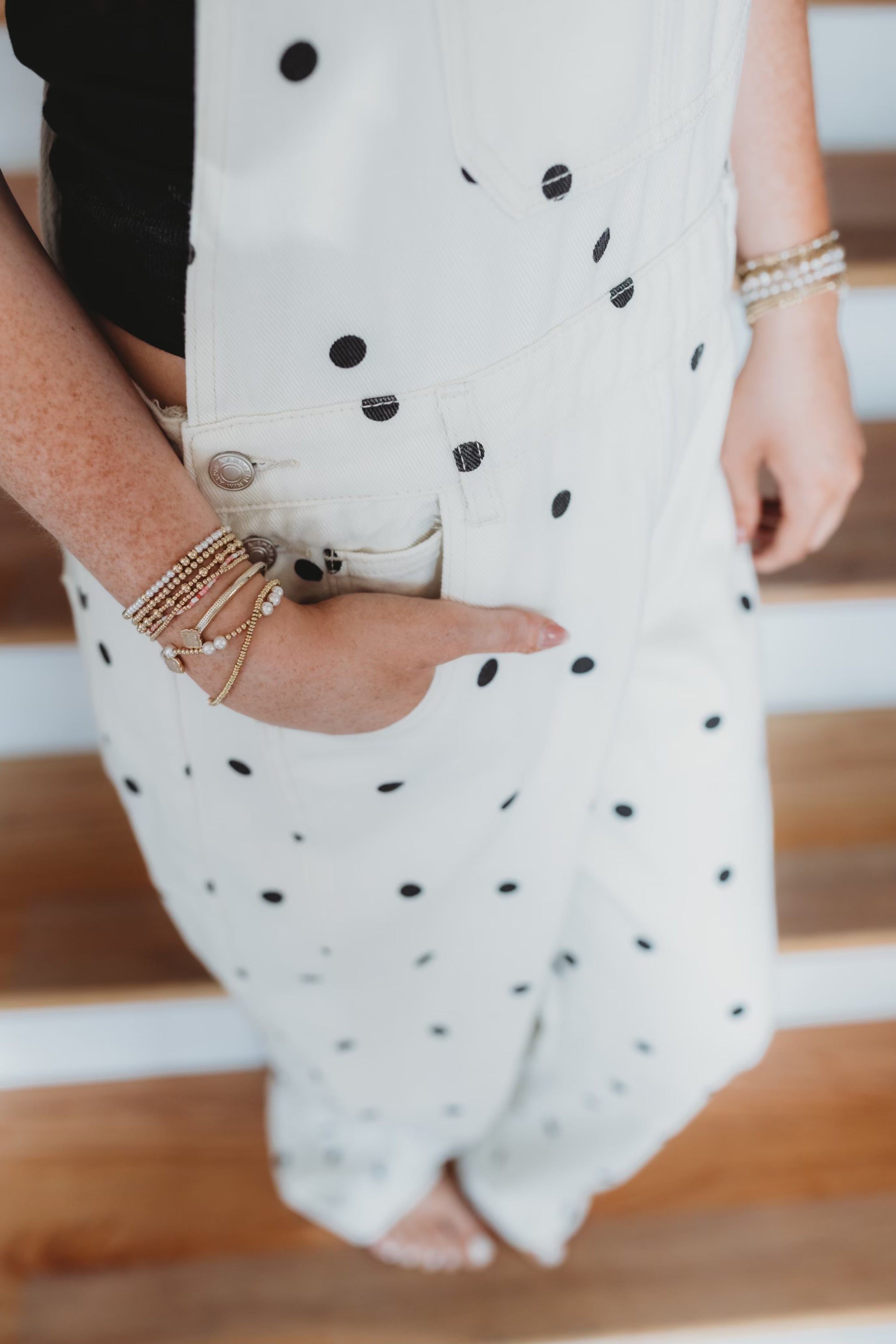 パンツ DOTS LOGO OVERALLS Dots collective size1 Dotted Denim Overalls – Poppie's Boutique