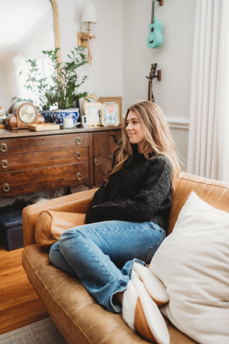 Charcoal Wool Cardigan Sweater