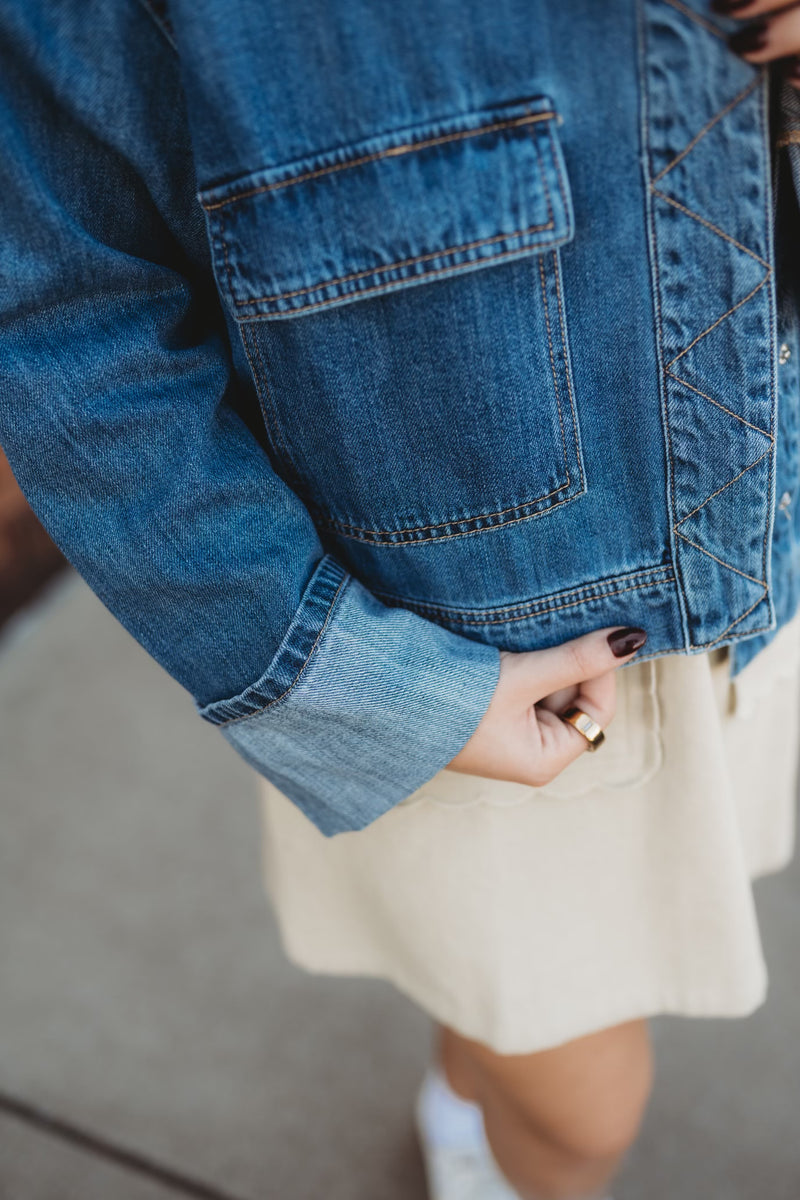 Rise Cargo Denim Jacket
