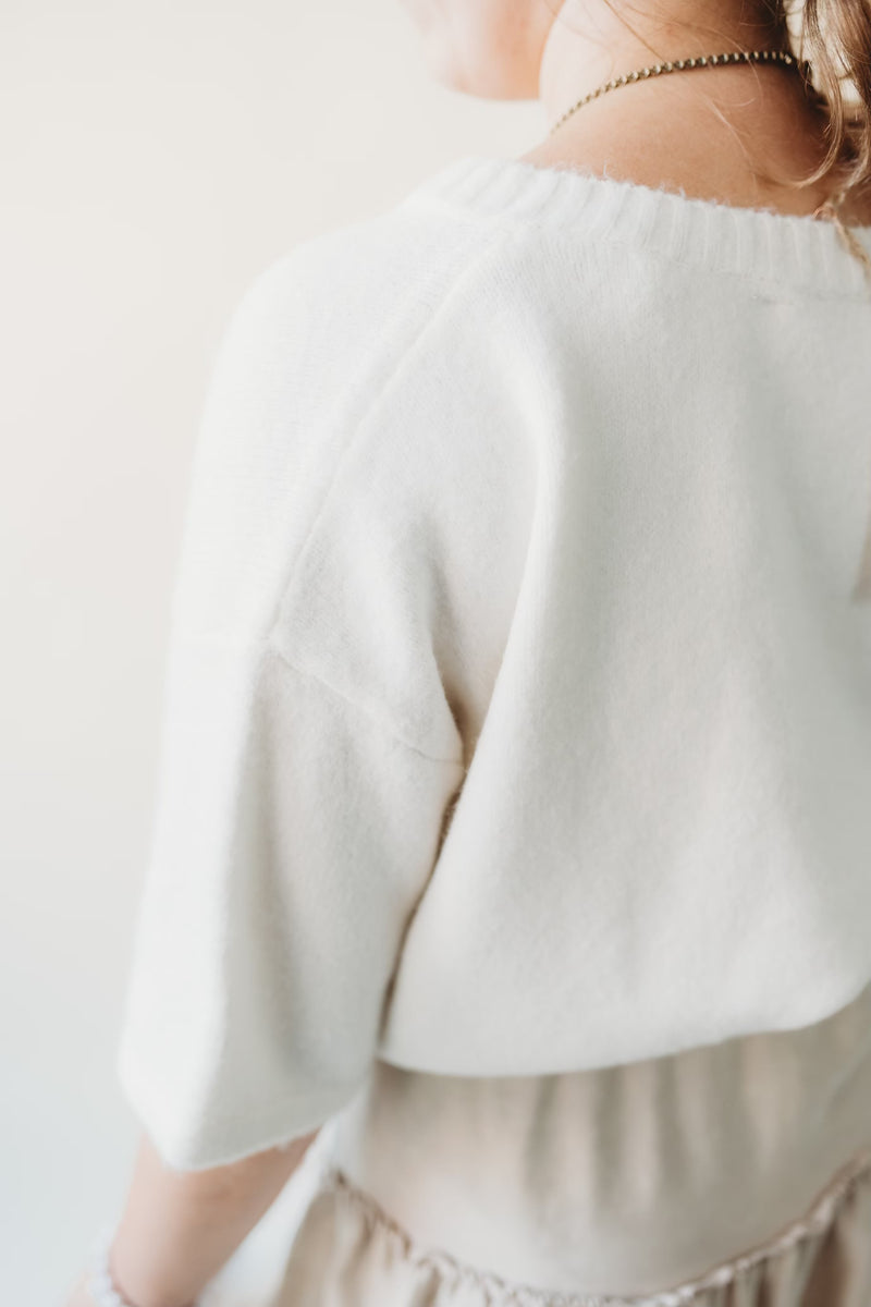 Brushed Button Sweater - Off White
