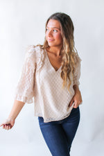 Cream Ruffle Dotted Blouse