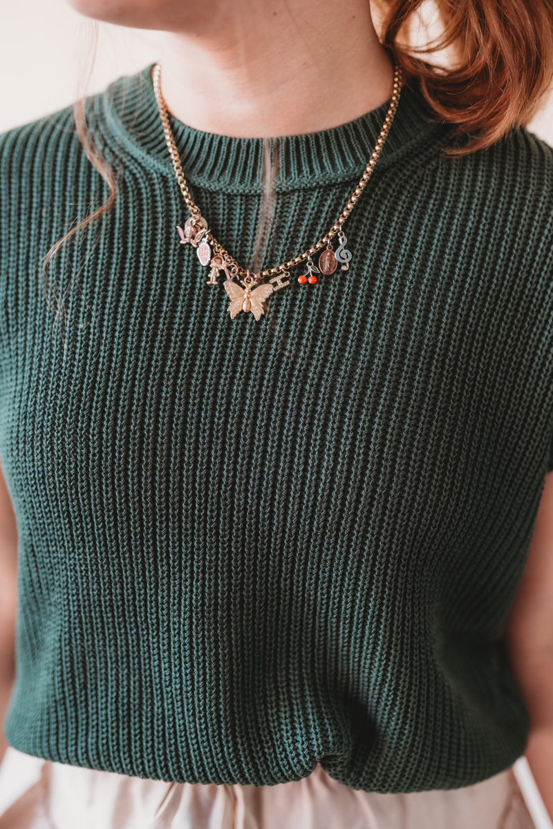 Oversized Crew Neck Sweater- Green