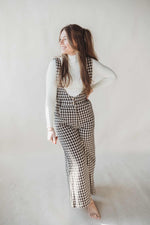 Dark Checkered Jumpsuit- Brown