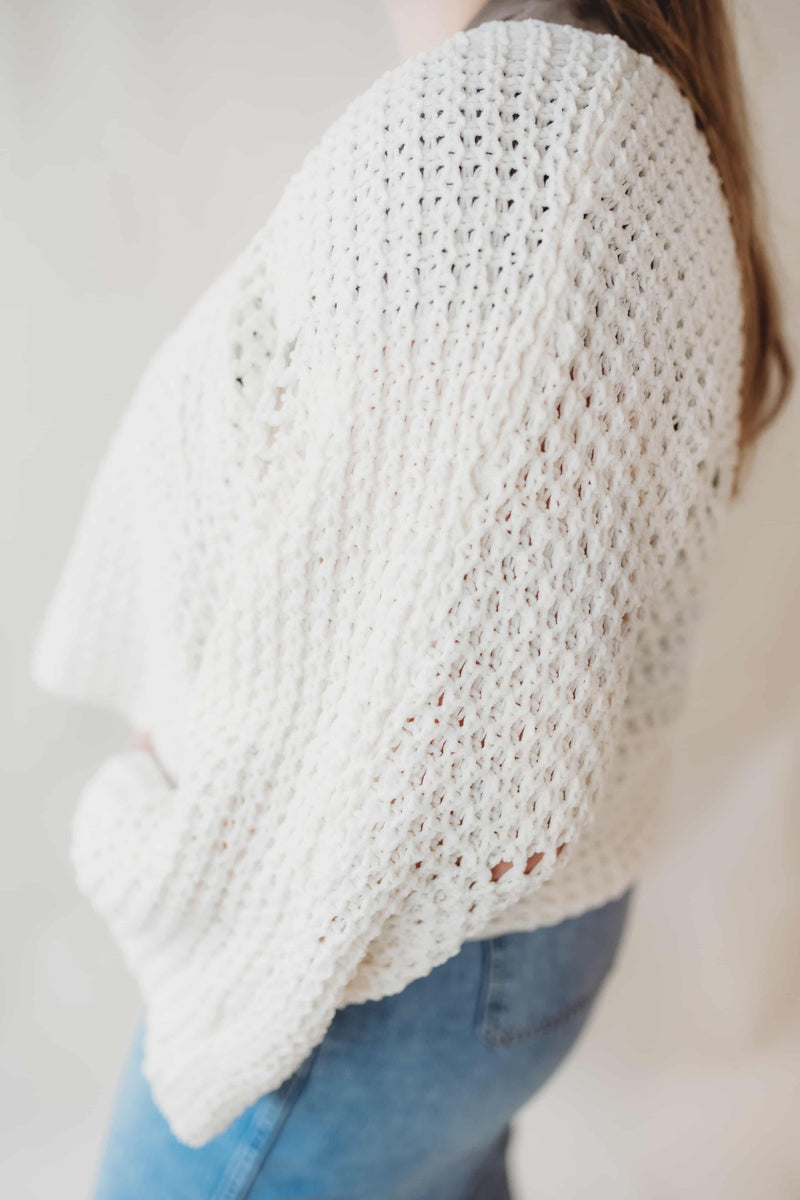 Chenille Sweater Top- Cream